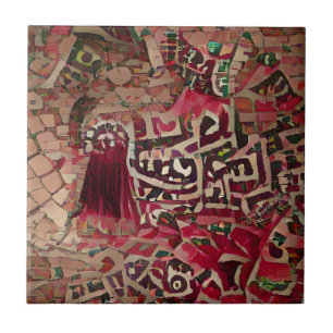Moroccan mosaic red gold death geometric art ceramic tile
