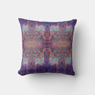 Moroccan mosaic red purple turquoise geometric art cushion