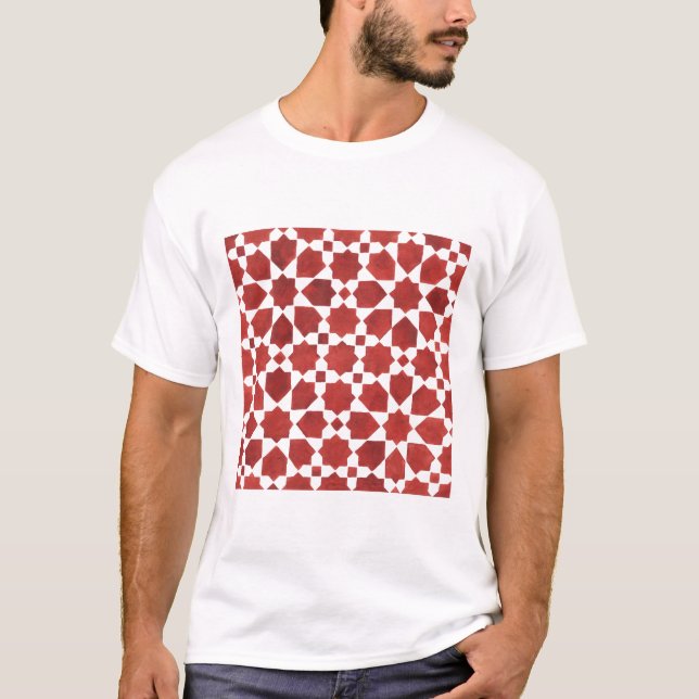 Moroccan mosaic red ROSETTE T-Shirt (Front)