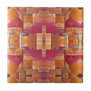 Moroccan mosaic rose gold abstract geometric art ceramic tile