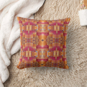 Moroccan mosaic rose gold abstract geometric art cushion