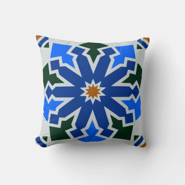 Moroccan Mosaic Tile Flower Arabic Geometric Art 6 Cushion (Front)