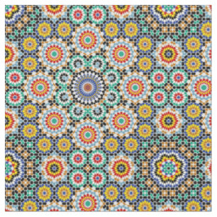 Moroccan Mosaic Traditional Boho Pattern. Fabric