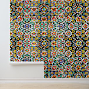 Moroccan Mosaic Traditional Boho Pattern Wallpaper