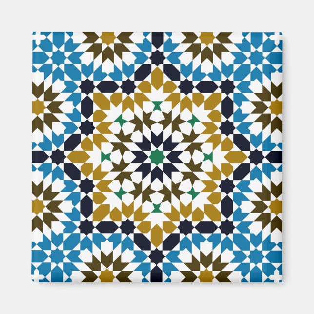 Moroccan Mosaic Traditional Geometric Boho Pattern Magnet (Front)