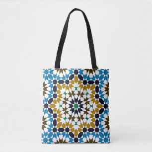Moroccan Mosaic Traditional Geometric Boho Pattern Tote Bag