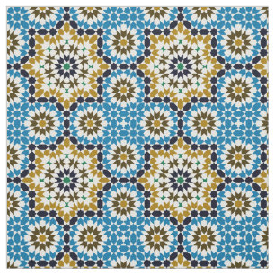 Moroccan Mosaic Traditional Geometric Pattern Fabric