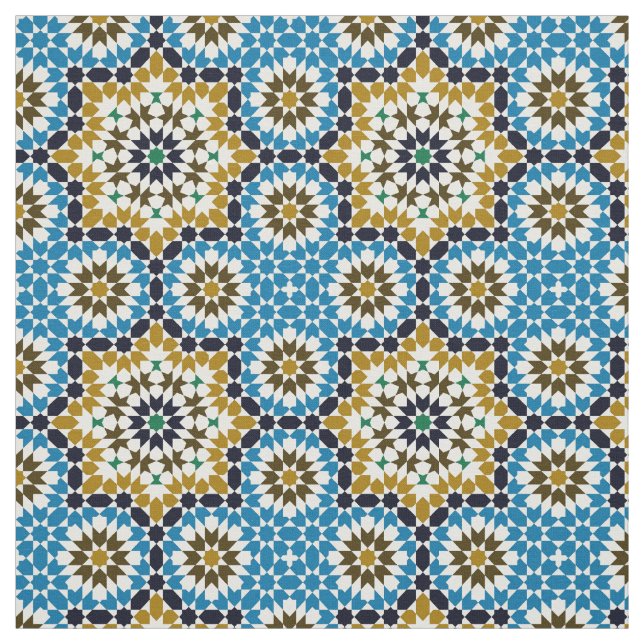 Moroccan Mosaic Traditional Geometric Pattern Fabric (Swatch)