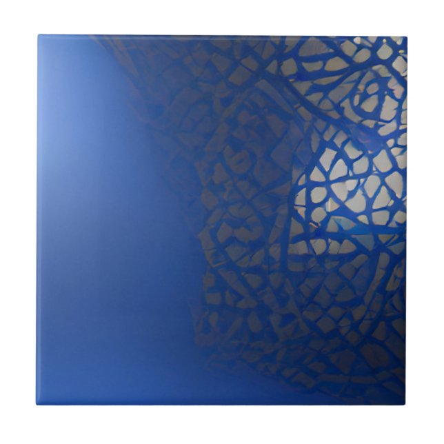 Moroccan mosaic trellis blue indigo geometric  ceramic tile (Front)