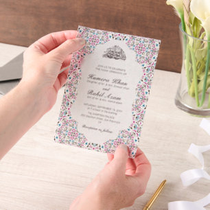 Moroccan Motif Jewel Lattice Islamic Foil Invitati Vellum Invitations