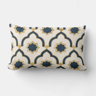 Moroccan mug, navy blue gold, geometric pattern, i lumbar cushion