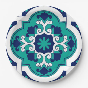 Moroccan Oasis Mosaic for Luxury Mediterranean Paper Plate
