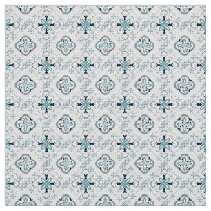 Moroccan ornaments blue cream ethnic stylish East Fabric