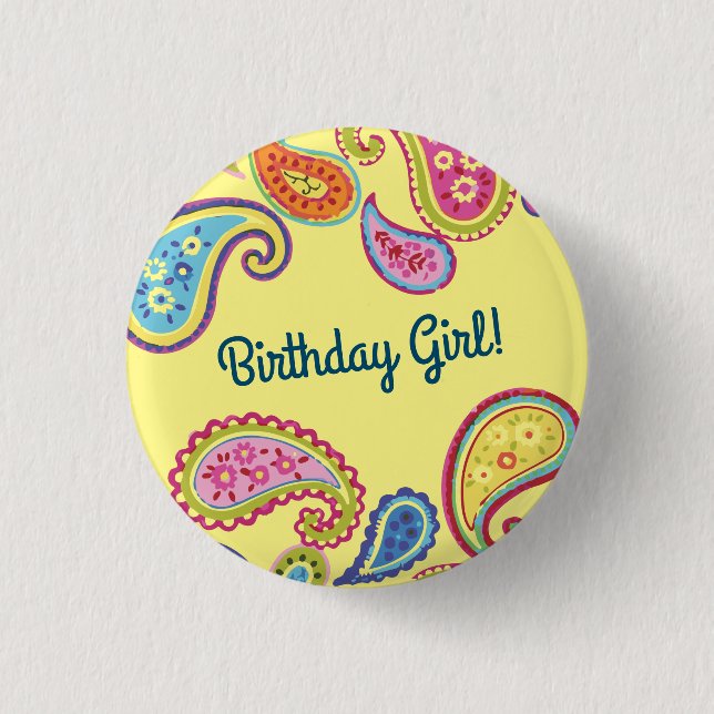 Moroccan Paisley Boho Kids Birthday Party 3 Cm Round Badge (Front)
