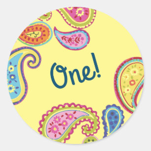 Moroccan Paisley Cute Colourful Birthday Party Classic Round Sticker
