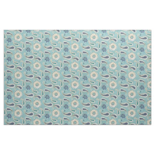 Moroccan Paisley Floral Art Pattern Bohemian Blue Fabric