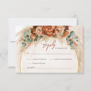 Moroccan Pampas and terracotta floral beach RSVP Card