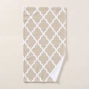 Moroccan Pattern - Beige Bath Towel Set