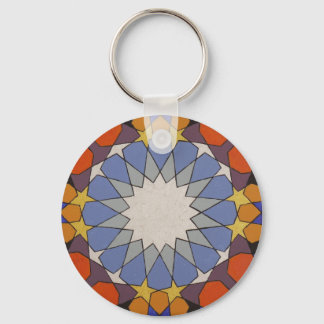 Moroccan Pattern Blue Orange Keychain