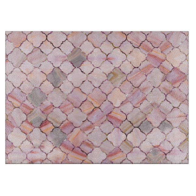 Moroccan Pattern in Marble and quartz crystal Text Cutting Board (Front)