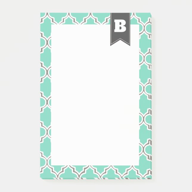 Moroccan Pattern in Seafoam Personalised Post-it Notes (Front)