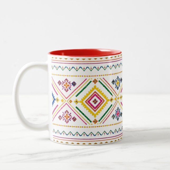 Moroccan Pattern Mug | Boho Tribal Geometric  (Left)