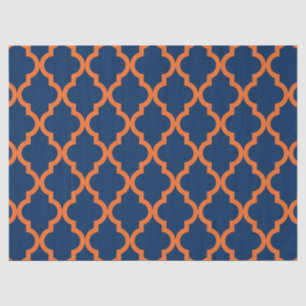 Moroccan Pattern - Navy Blue & Orange Tissue Paper