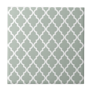 Moroccan Pattern: Neutral Green Ceramic Tile