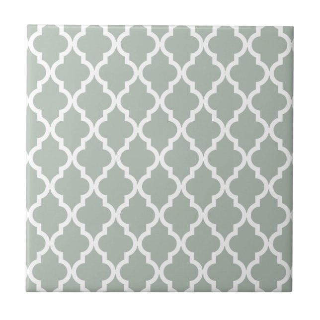 Moroccan Pattern: Neutral Green Ceramic Tile (Front)