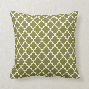 Moroccan Pattern Olive Green Cushion