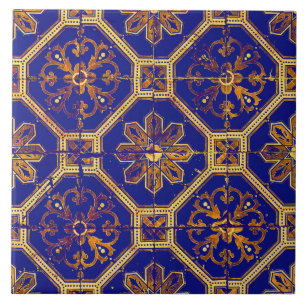 Moroccan Pattern Purple and Orange Ceramic Tile