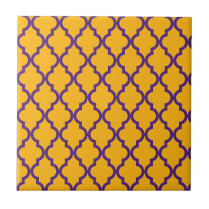 Moroccan Pattern: Purple & Gold Ceramic Tile