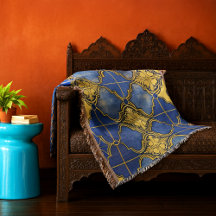 Moroccan Pattern Quatrefoils Cobalt Blue Gold
