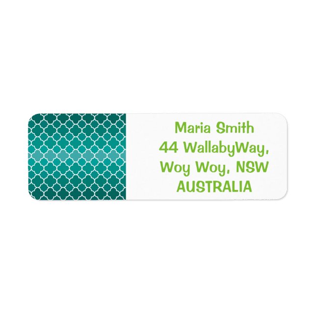 Moroccan pattern return address label (Front)