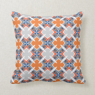 Moroccan Pattern Tangelo Cobalt Blue Throw Pillow