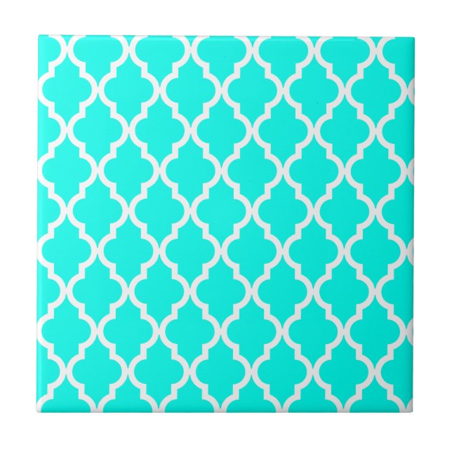 Moroccan Pattern: Turquoise Ceramic Tile (Front)