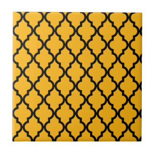Moroccan Pattern: Yellow & Black Ceramic Tile