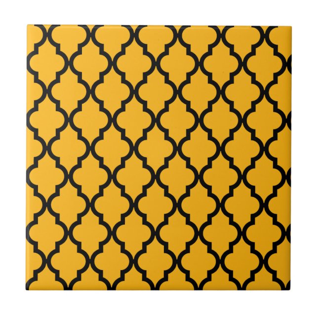 Moroccan Pattern: Yellow & Black Ceramic Tile (Front)