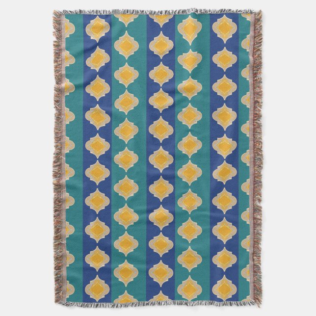 Moroccan peacock hues  throw blanket (Front Vertical)