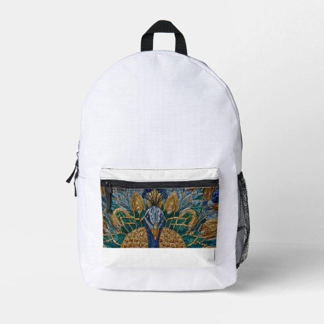 Moroccan Peacock Zellige backpack  (Front)