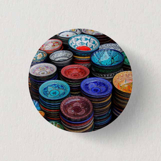 Moroccan Plates At Market 3 Cm Round Badge (Front)