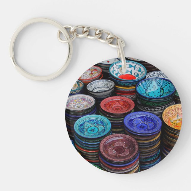 Moroccan Plates At Market Key Ring (Front)