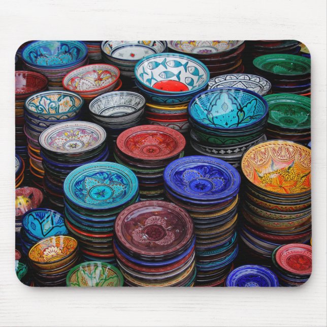 Moroccan Plates At Market Mouse Pad (Front)