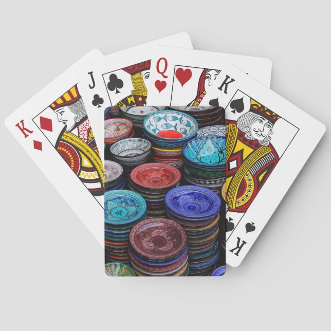 Moroccan Plates At Market Playing Cards (Back)