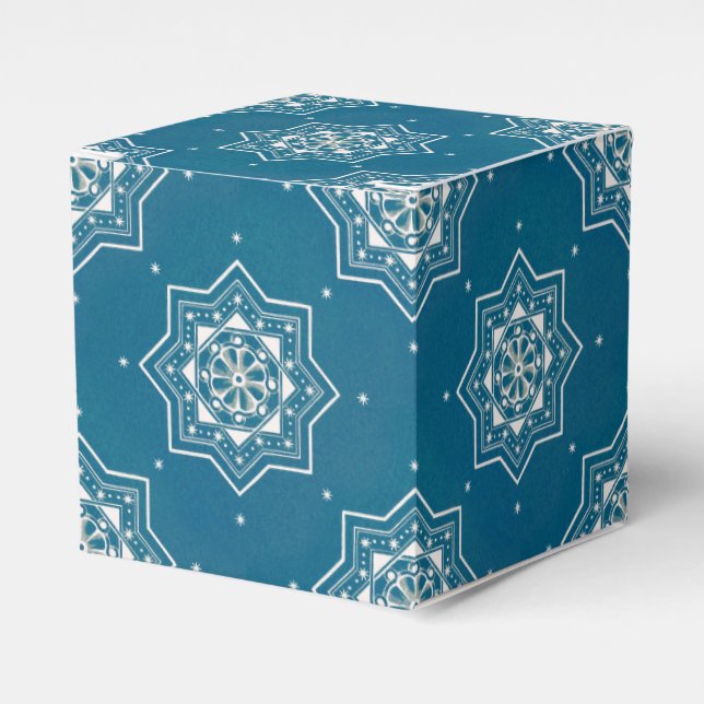 Moroccan Portuguese Blue Azulejos Tile Pattern Favour Box (Front Side)