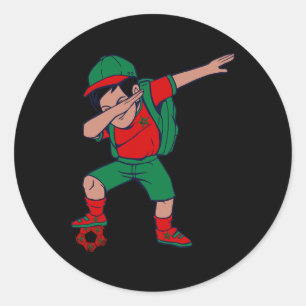 Moroccan Pride Boy Moroccan Soccer Player Byll Mor Classic Round Sticker