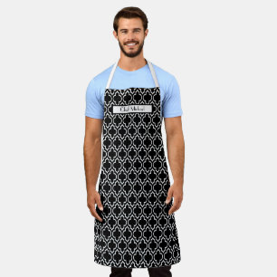 Moroccan Quatrefoil #7 DIY Colours White Black SV Apron