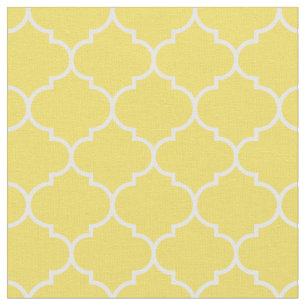 Moroccan Quatrefoil Buttercup Yellow & White Fabric