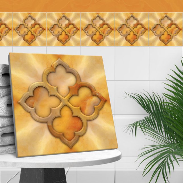 Moroccan Quatrefoil Carnelian Ceramic Tile (Creator Uploaded)
