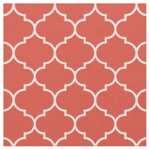 Moroccan Quatrefoil Fiesta Red & White Fabric
